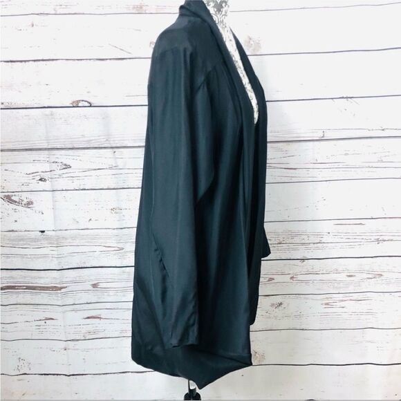 Marie Oliver 100% Silk Kimono Kaftan Draped Cardigan Jacket Black - Picture 5 of 10